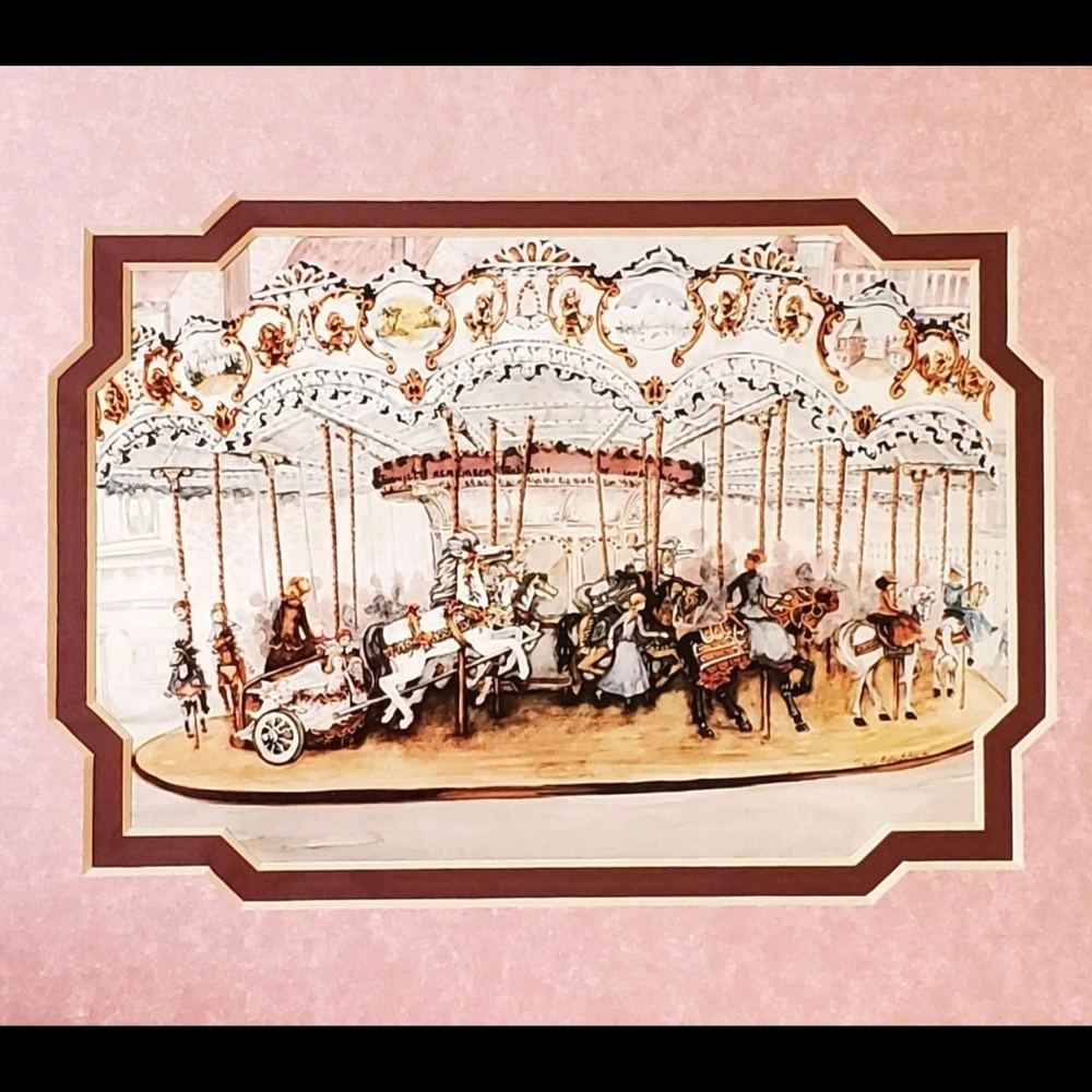 Vintage Carousel Wall Art in Pink and Brown